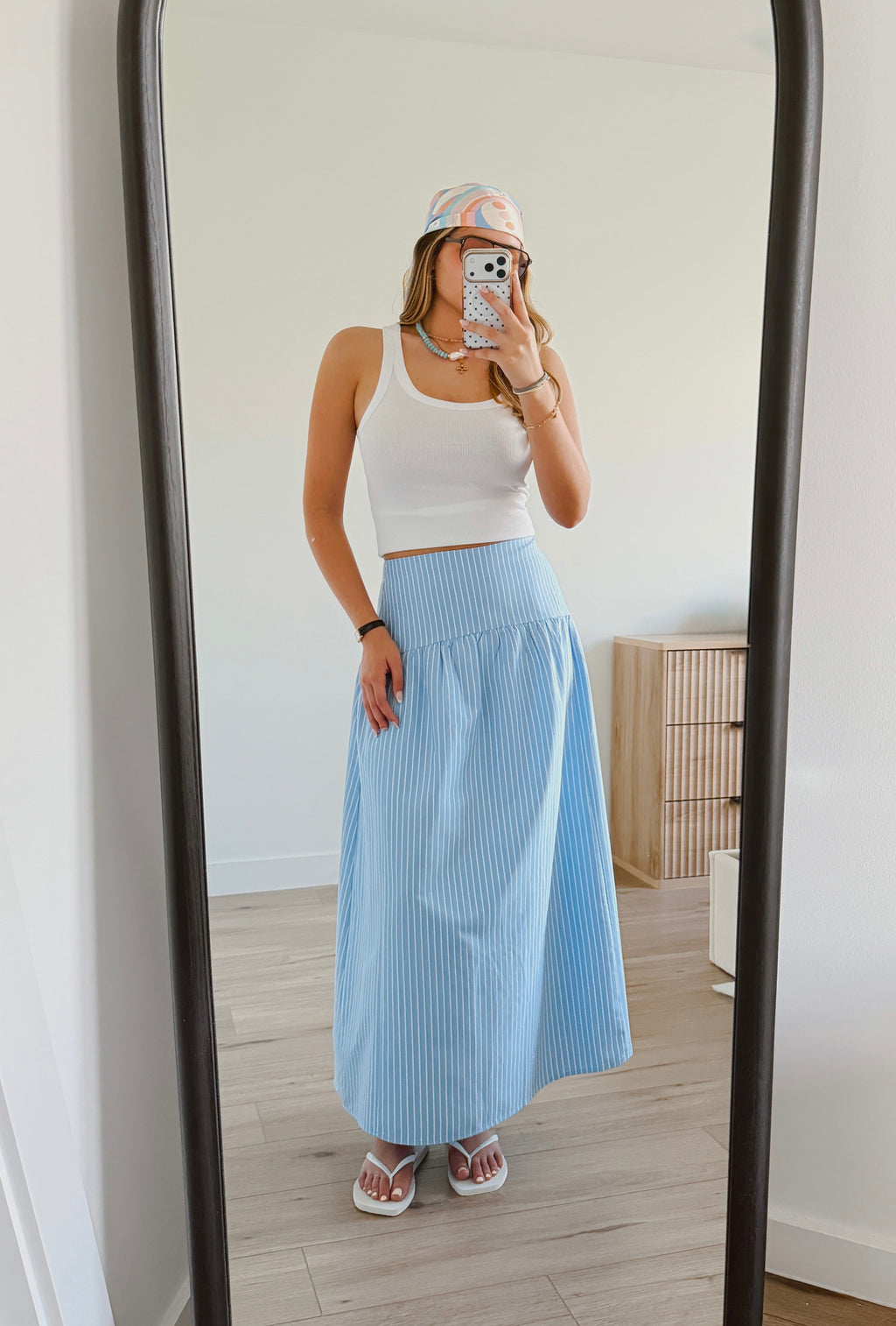 Drop Waist Striped Skirt