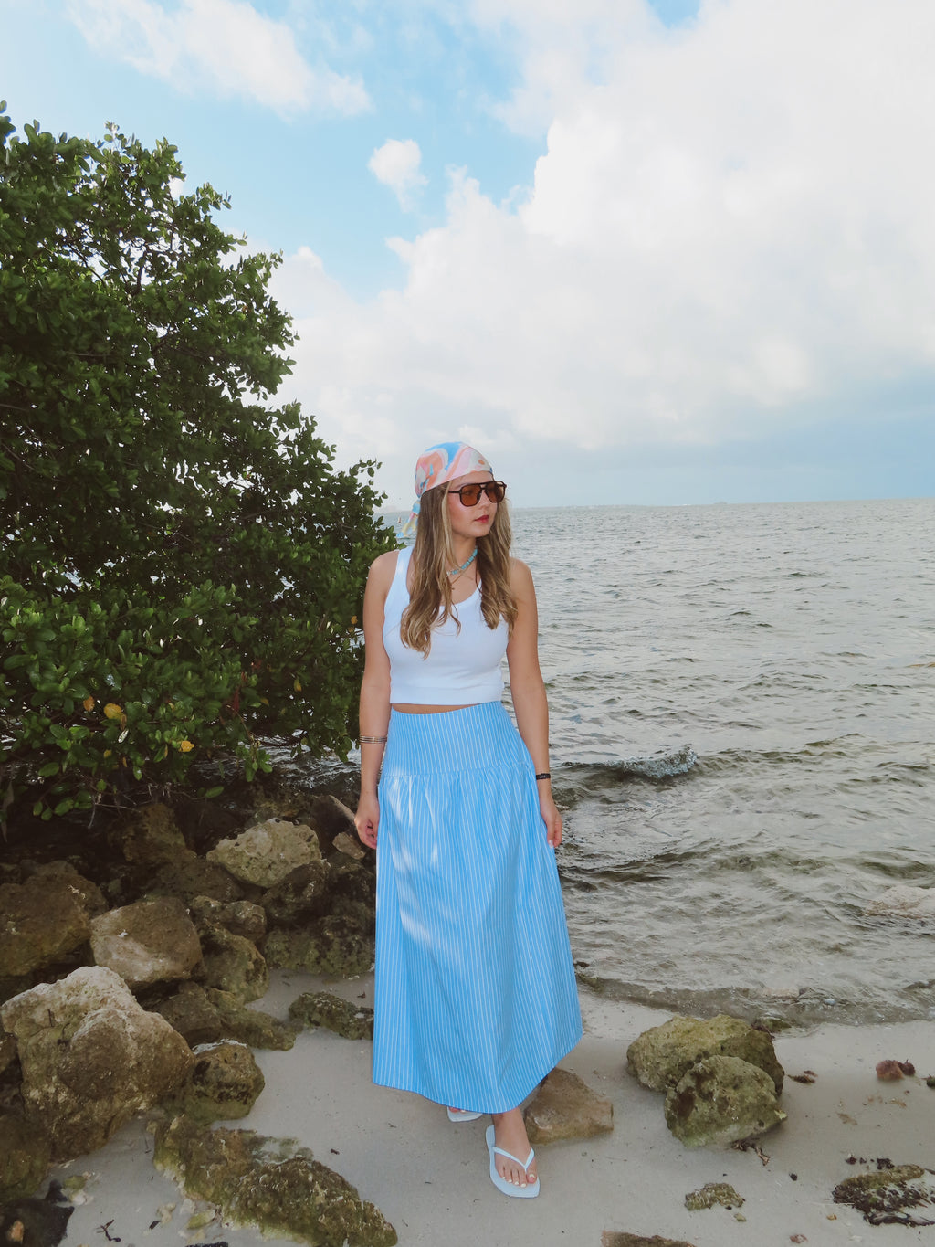 Drop Waist Striped Skirt