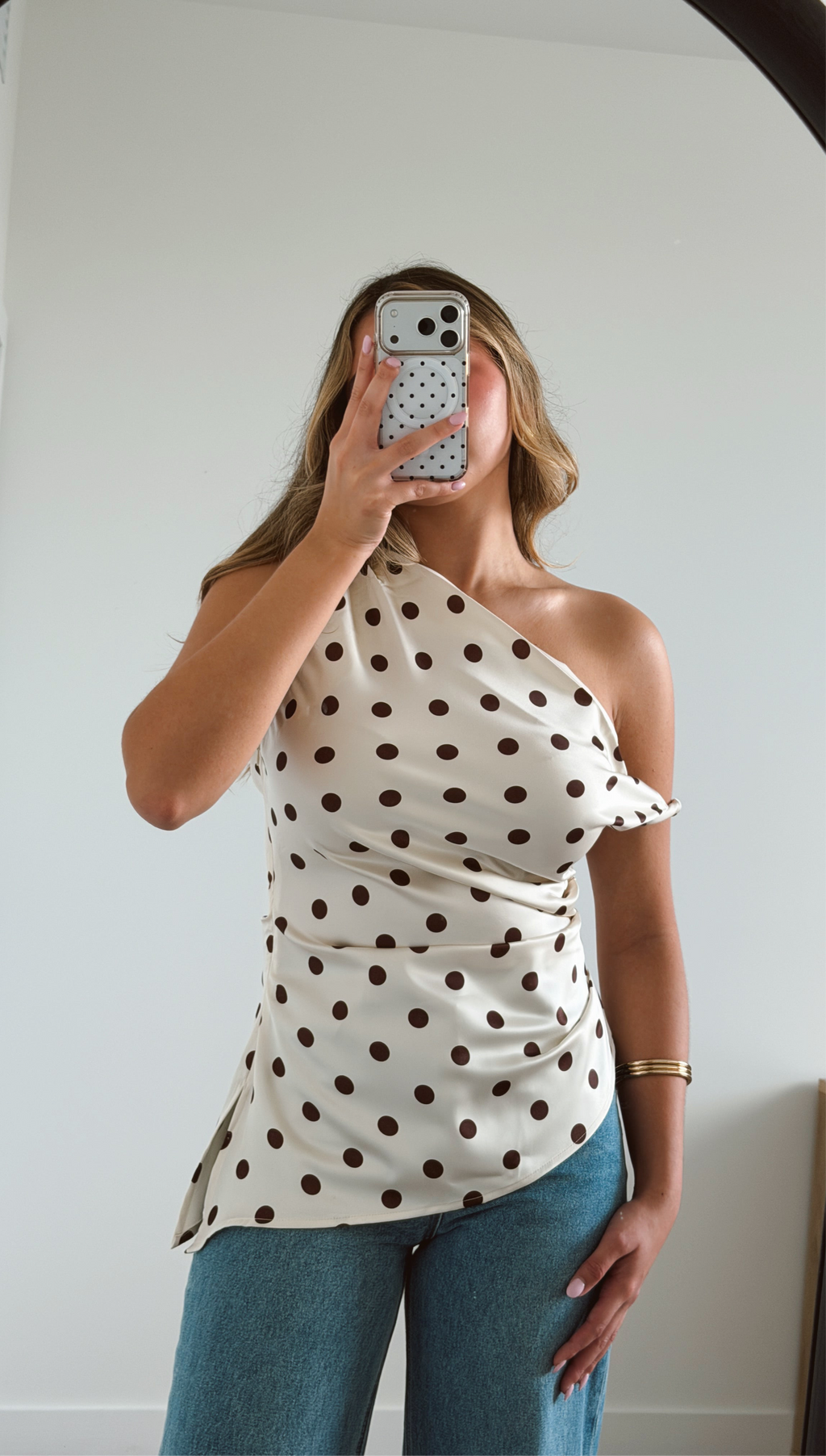 Asymmetrical Polka Dot Top