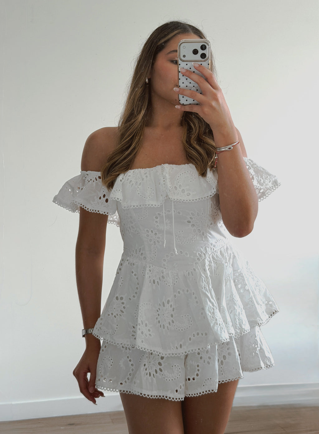 Eyelet Ruffled Romper