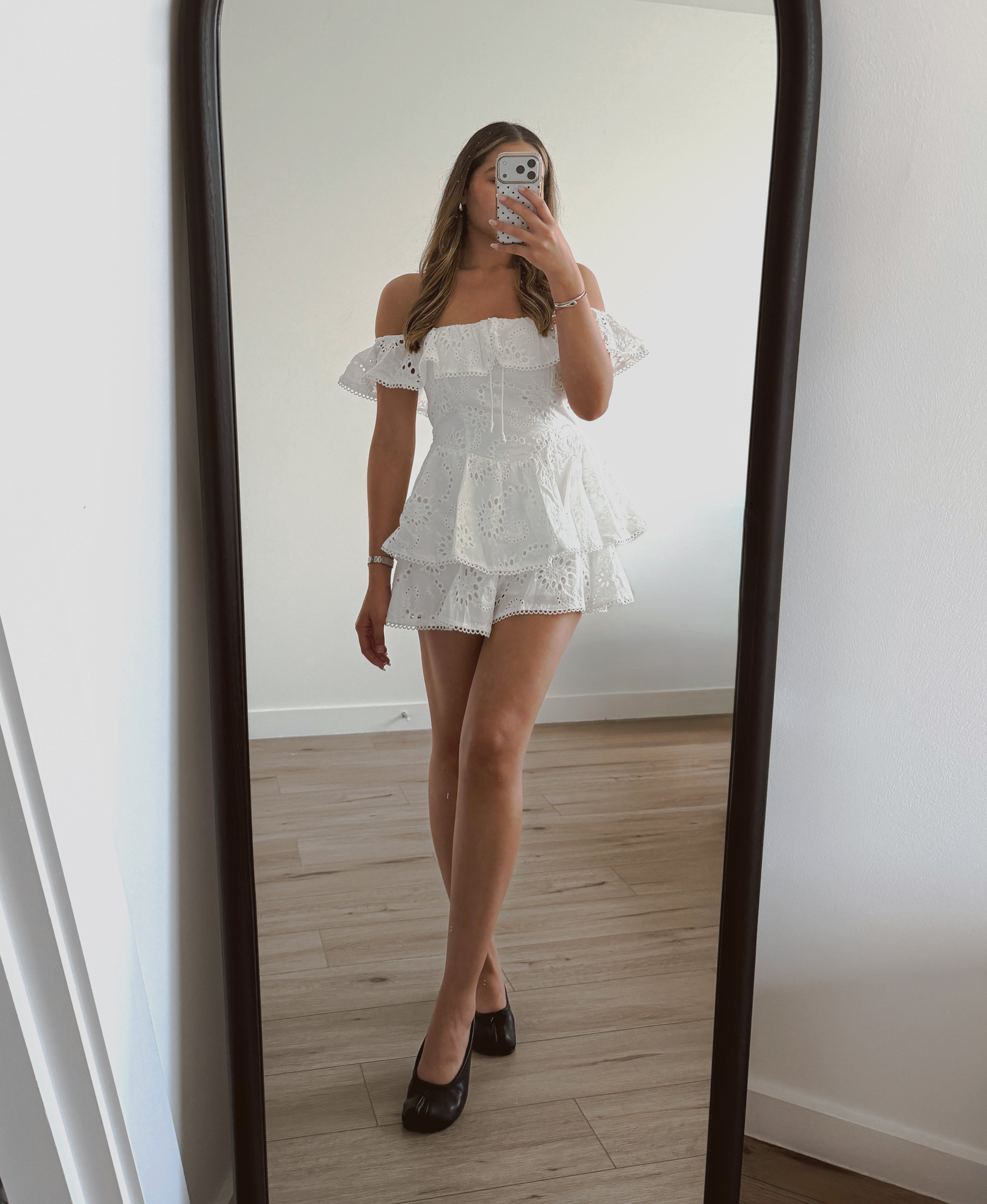 Eyelet Ruffled Romper