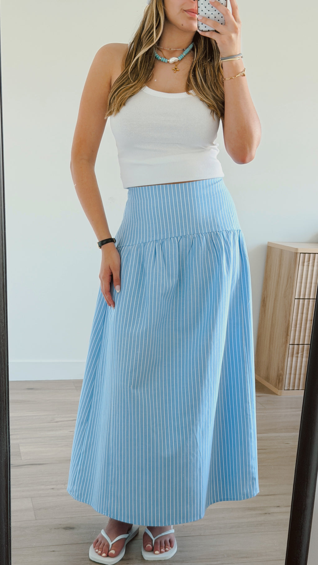 Drop Waist Striped Skirt